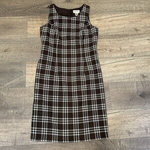 CHADWICKS Womens Wool Blend Brown Plaid Shift Dress Size 12 Preppy School